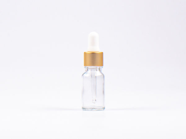 Klarglasflasche 10ml, mit Pipette gold